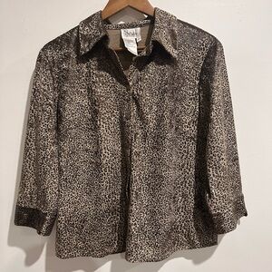 SCRIPT Vintage Velvet Cheetah Print Collared Button Down Size 12